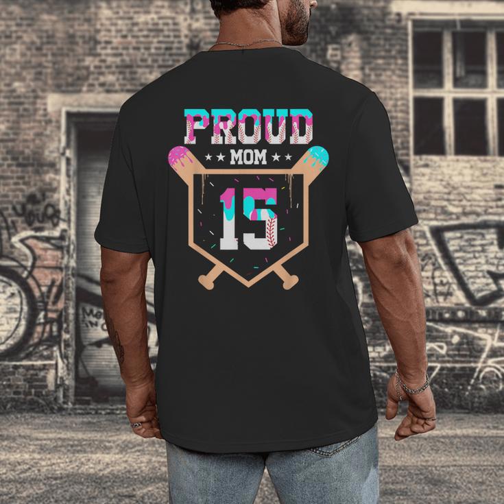 Proud Mom Baseball Player Number 15 Ice Cream Drip Men's Back Print T-Shirt