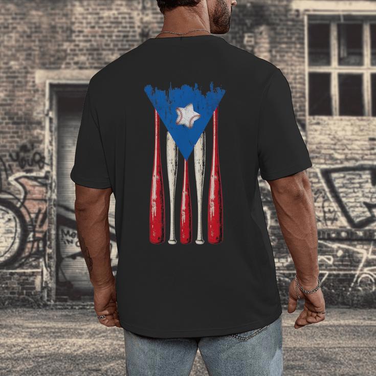 Puerto Rican Baseball Bats Puerto Rico Flag Pride BéIsbol Men's Back Print T-Shirt Puerto Rican Baseball Bats Puerto Rico Flag Pride BéIsbol Men's Back Print T-Shirt