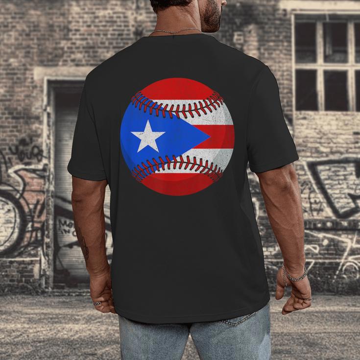 Puerto Rico Baseball Flag Boricua Beisbol Fan Gear Men's Back Print T-Shirt