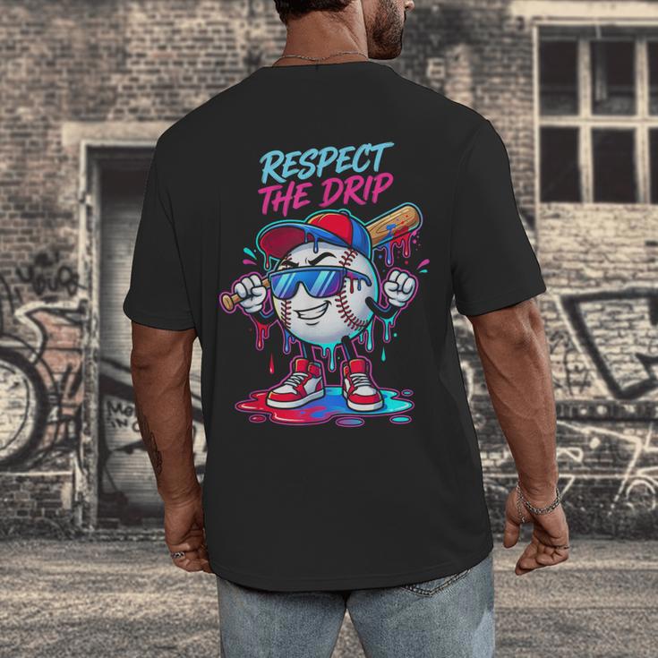 Respect The Drip Baseball Bat Sunglasses Mascot Men's Back Print T-Shirt