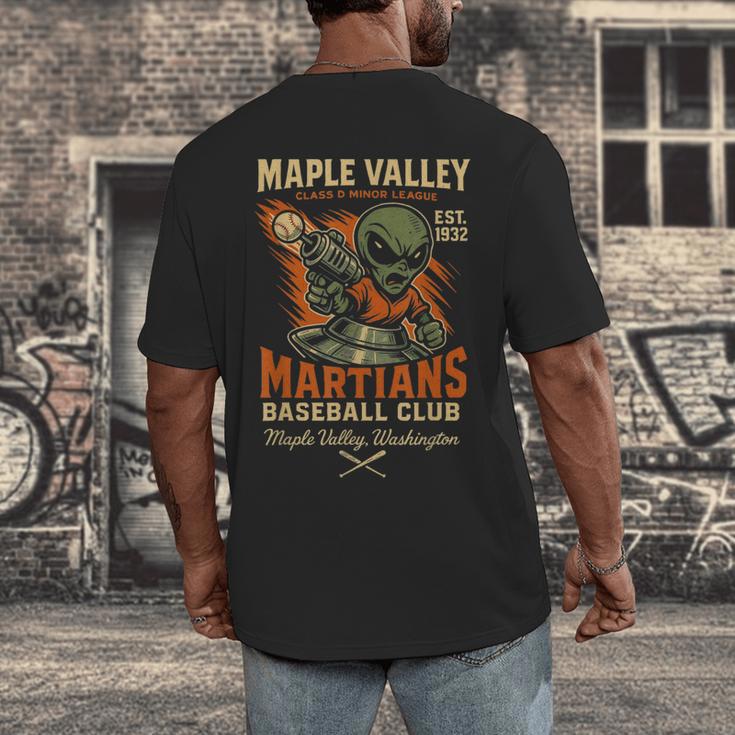 Retro Minor League Maple Valley Martians Baseball Club Men's Back Print T-Shirt Retro Minor League Maple Valley Martians Baseball Club Men's Back Print T-Shirt