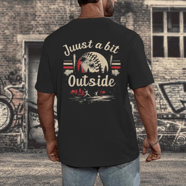 Retro Quote Just a Bit Outside Baseball Vintage Men's Back Print T-Shirt Retro Quote Just a Bit Outside Baseball Vintage Men's Back Print T-Shirt