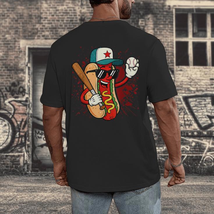 Retro Vintage Baseball Hot Dogs Men's Back Print T-Shirt Retro Vintage Baseball Hot Dogs Men's Back Print T-Shirt