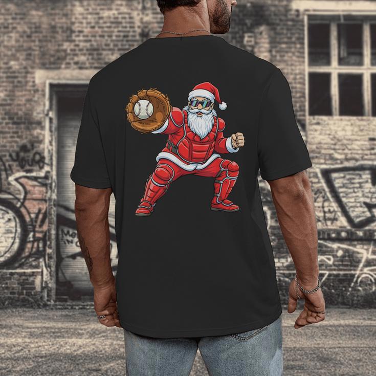 Santa Playing Baseball Baseball Lover Baseballer Xmas Men's Back Print T-Shirt Santa Playing Baseball Baseball Lover Baseballer Xmas Men's Back Print T-Shirt