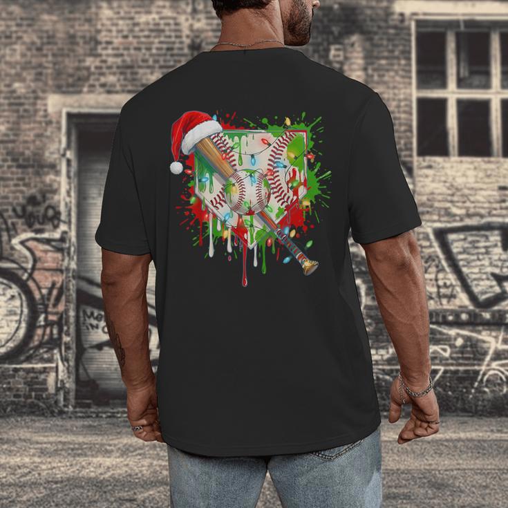 Santa Sports Ice Baseball Christmas Xmas Pajama Kid Men Boys Men's Back Print T-Shirt Santa Sports Ice Baseball Christmas Xmas Pajama Kid Men Boys Men's Back Print T-Shirt