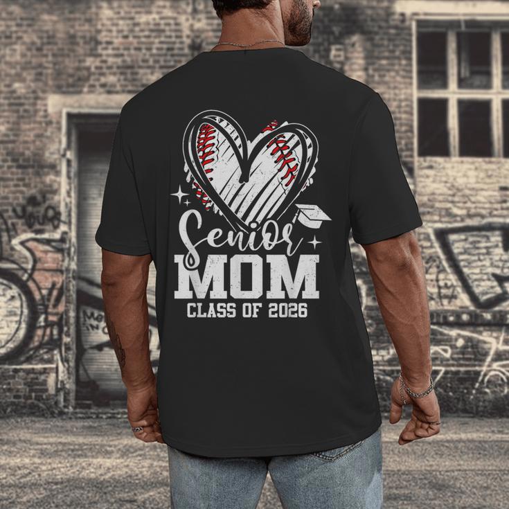Senior Mom Class Of 2026 Baseball Graduation Heart Men's Back Print T-Shirt