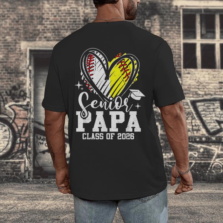 Senior Papa Class Of 2026 Baseball Softball Graduation Heart Men's Back Print T-Shirt Senior Papa Class Of 2026 Baseball Softball Graduation Heart Men's Back Print T-Shirt