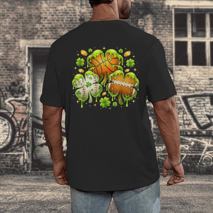 Shamrock Basketball Baseball Drip St Patrick's Day Boys Men Men's Back Print T-Shirt Shamrock Basketball Baseball Drip St Patrick's Day Boys Men Men's Back Print T-Shirt