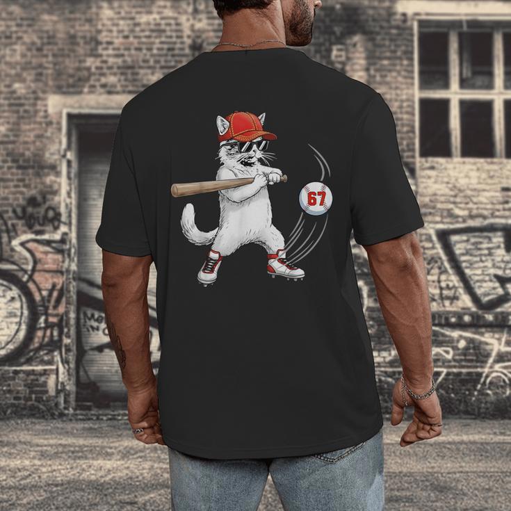 Six Seven 67 Baseball Cat Birthday Men Kids Boys Men's Back Print T-Shirt Six Seven 67 Baseball Cat Birthday Men Kids Boys Men's Back Print T-Shirt