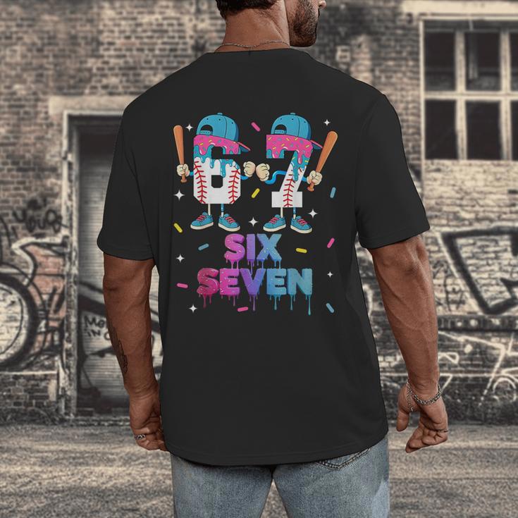 Six Seven Baseball Ice Cream Drip 6 7 Meme Gen Alpha Slang Men's Back Print T-Shirt Six Seven Baseball Ice Cream Drip 6 7 Meme Gen Alpha Slang Men's Back Print T-Shirt