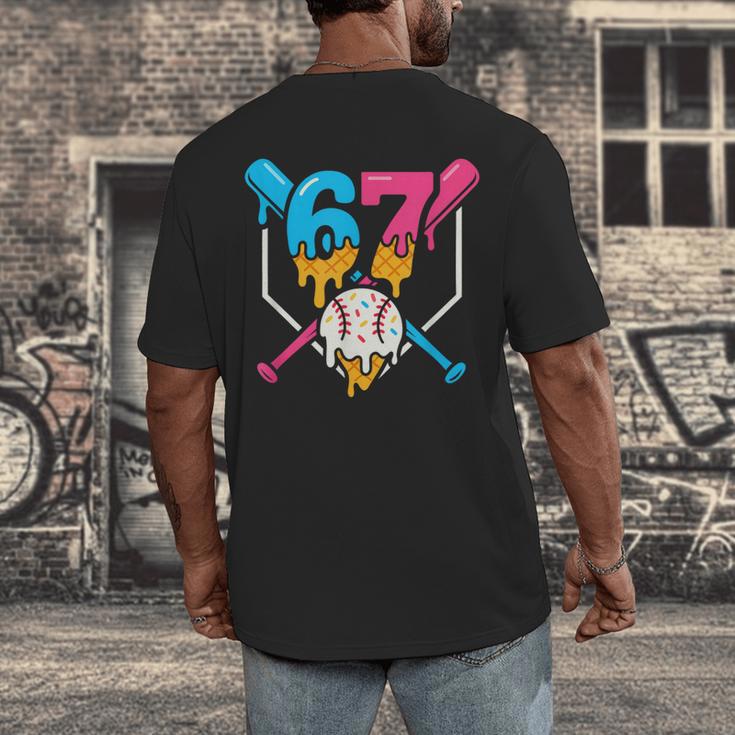 Six Seven Baseball Ice Cream Drip Cool 67 Gen Alpha Slang Men's Back Print T-Shirt Six Seven Baseball Ice Cream Drip Cool 67 Gen Alpha Slang Men's Back Print T-Shirt