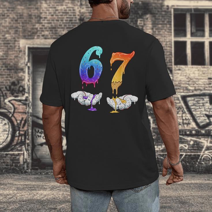 Six Seven Ice Cream Drip Cool Meme 67 Number Baseball Men's Back Print T-Shirt