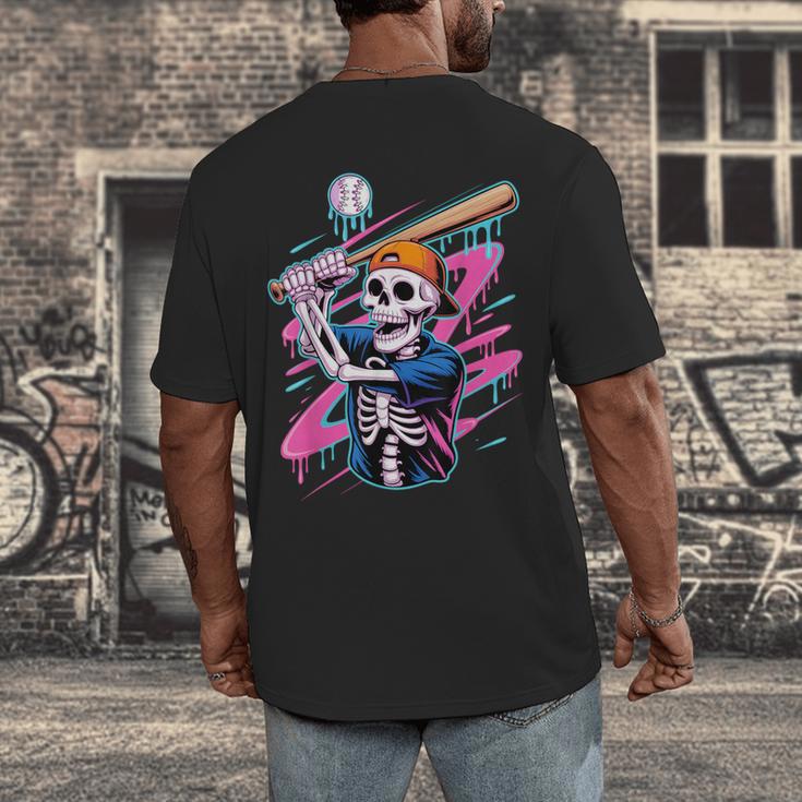 Skeleton Baseball Drip Boy Youth Dripping Baseball Halloween Men's Back Print T-Shirt Skeleton Baseball Drip Boy Youth Dripping Baseball Halloween Men's Back Print T-Shirt