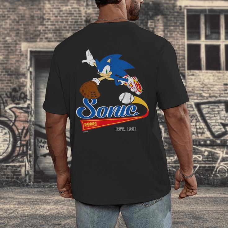 Sonic The Hedgehog Sonic Baseball Est 1991 Men's Back Print T-Shirt Sonic The Hedgehog Sonic Baseball Est 1991 Men's Back Print T-Shirt