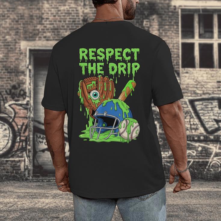 Spooky Zombie Respect The Drip Baseball Halloween Men's Back Print T-Shirt Spooky Zombie Respect The Drip Baseball Halloween Men's Back Print T-Shirt