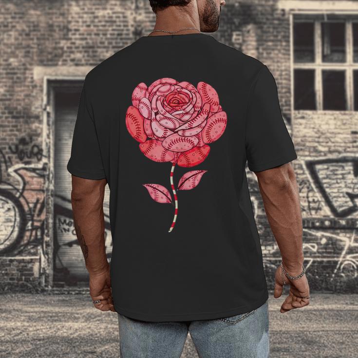 Sporty Rose Graphic With Baseball And Rugby Ball Petals Men's Back Print T-Shirt Sporty Rose Graphic With Baseball And Rugby Ball Petals Men's Back Print T-Shirt