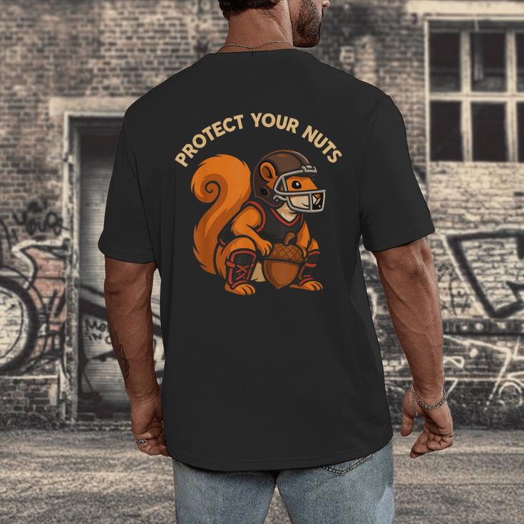 Squirell Baseball Catcher Player Joke Tee Protect Your Nuts Men's Back Print T-Shirt Squirell Baseball Catcher Player Joke Tee Protect Your Nuts Men's Back Print T-Shirt
