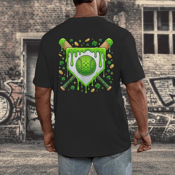 St Patrick Day Baseball Drip Ice Cream Boys Men Men's Back Print T-Shirt St Patrick Day Baseball Drip Ice Cream Boys Men Men's Back Print T-Shirt