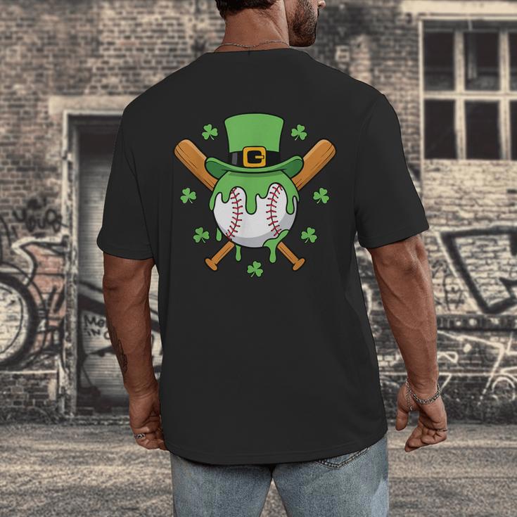 St Patricks Day Baseball Drip Ice Cream Baseball Home Plate Men's Back Print T-Shirt