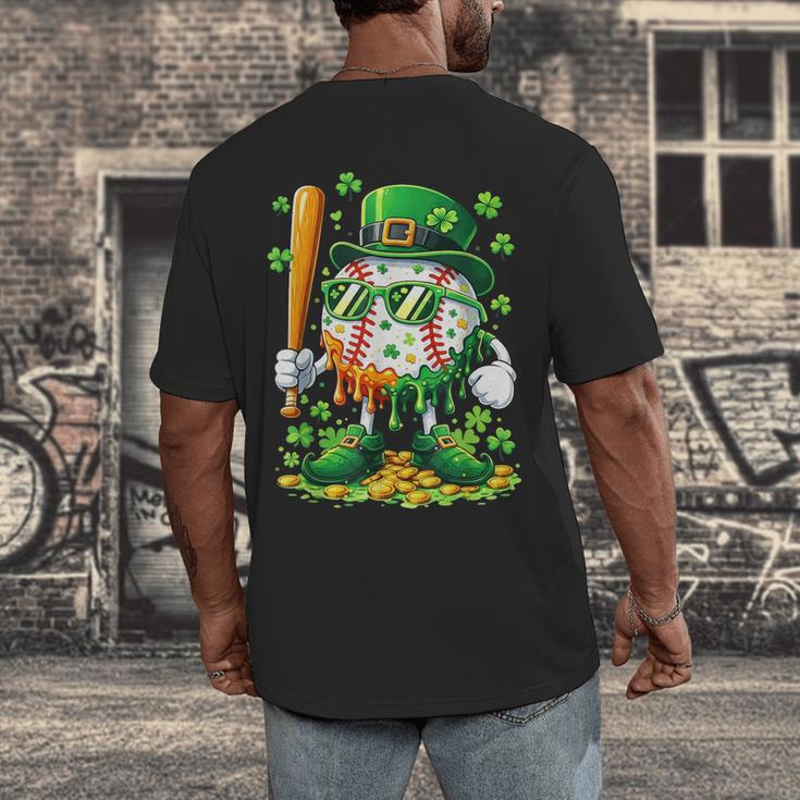 St Patricks Day Baseball Ice Cream Baseball Player Cartoon Men's Back Print T-Shirt St Patricks Day Baseball Ice Cream Baseball Player Cartoon Men's Back Print T-Shirt