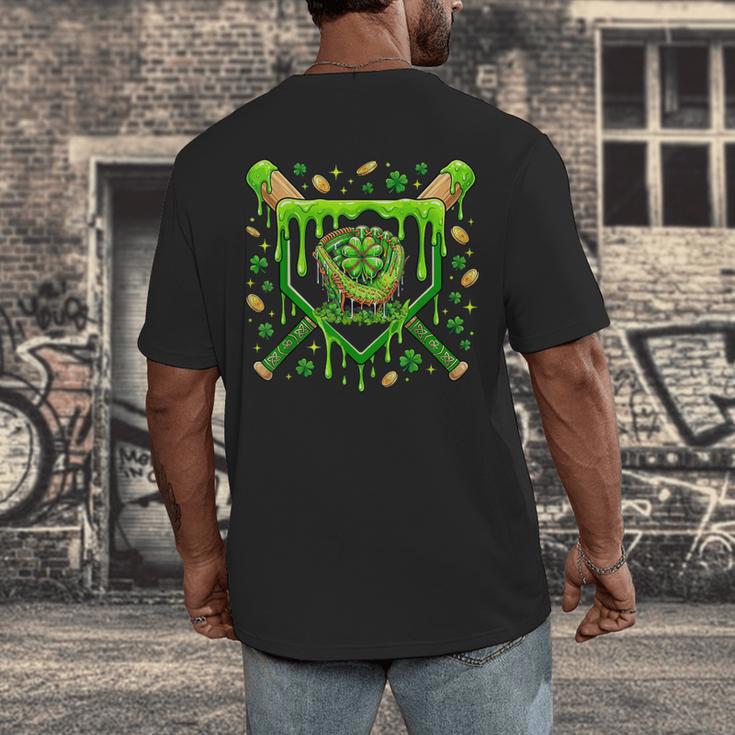 St Patricks Day Baseball Ice Cream Shamrock Baseball Player Men's Back Print T-Shirt St Patricks Day Baseball Ice Cream Shamrock Baseball Player Men's Back Print T-Shirt