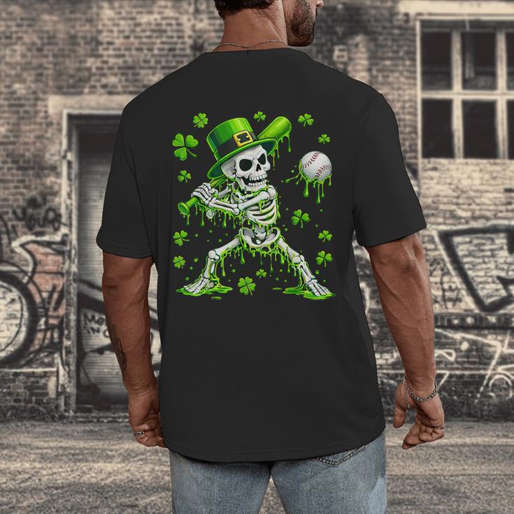 St Patricks Day Baseball Skeleton Irish Leprechaun Hat Boys Men's Back Print T-Shirt St Patricks Day Baseball Skeleton Irish Leprechaun Hat Boys Men's Back Print T-Shirt