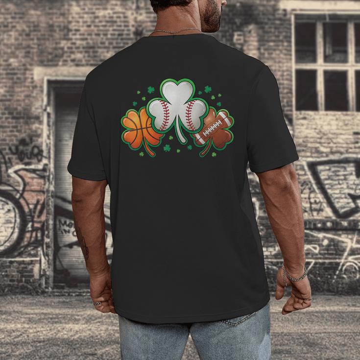 St Patricks Day Shamrock Sports Baseball Basketball Football Men's Back Print T-Shirt