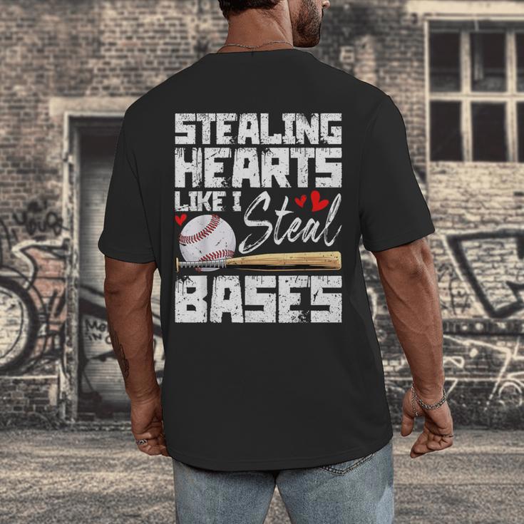 Stealing Hearts Like I Steal Bases Baseball Valentines Men's Back Print T-Shirt Stealing Hearts Like I Steal Bases Baseball Valentines Men's Back Print T-Shirt