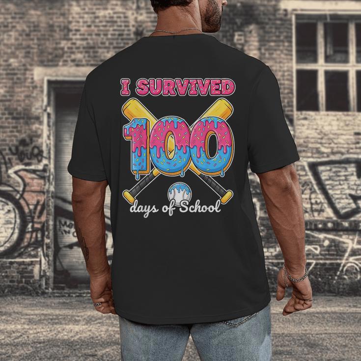 I Survived 100 Days Of School Baseball Cream Drip Boys Men's Back Print T-Shirt I Survived 100 Days Of School Baseball Cream Drip Boys Men's Back Print T-Shirt