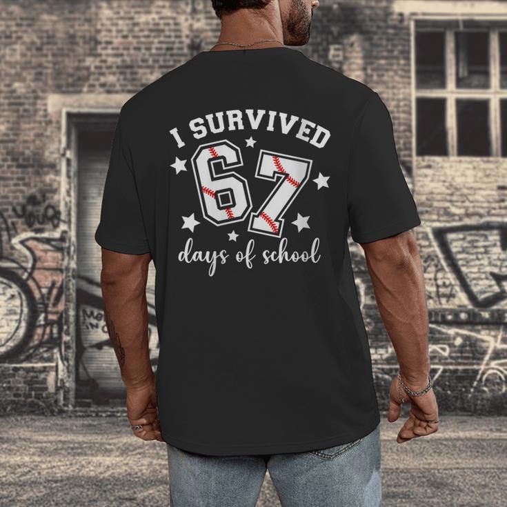 I Survived 67 Days Of School Baseball Six Seven Teacher Men's Back Print T-Shirt