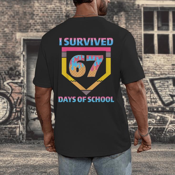 I Survived 67 Days Of School Baseball Trend For Boys Girls Men's Back Print T-Shirt I Survived 67 Days Of School Baseball Trend For Boys Girls Men's Back Print T-Shirt