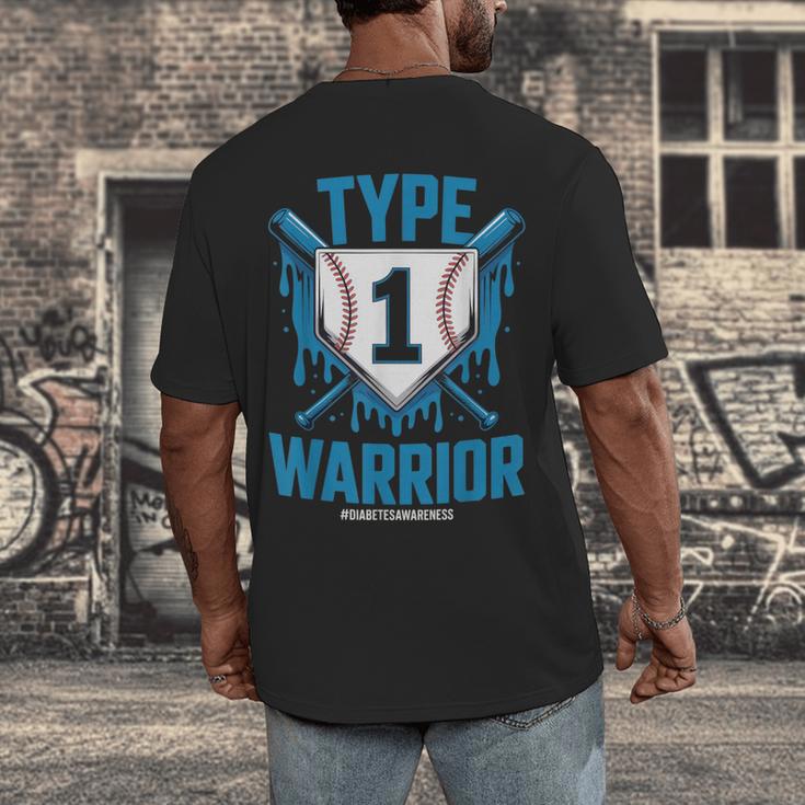 Type 1 Warrior Diabetes Awareness Baseball Enthusiasts Men's Back Print T-Shirt Type 1 Warrior Diabetes Awareness Baseball Enthusiasts Men's Back Print T-Shirt