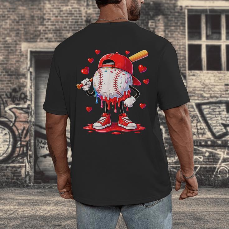 Valentine Baseball Heart Drip Sport Love Valentines Day Boys Men's Back Print T-Shirt Valentine Baseball Heart Drip Sport Love Valentines Day Boys Men's Back Print T-Shirt