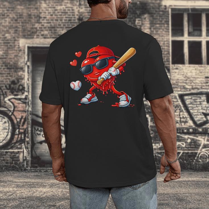 Valentine Baseball Heart Sports Love Valentines Day Boys Men's Back Print T-Shirt Valentine Baseball Heart Sports Love Valentines Day Boys Men's Back Print T-Shirt