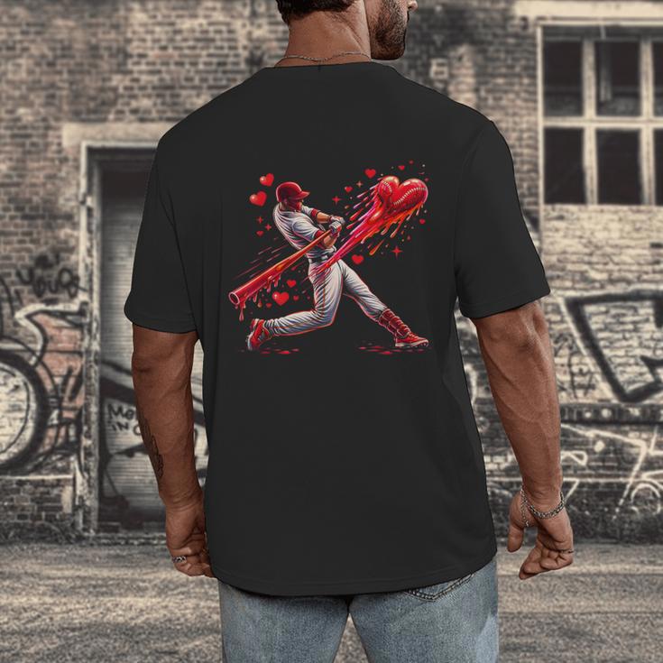 Valentine Baseball Player Drip Men's Back Print T-Shirt