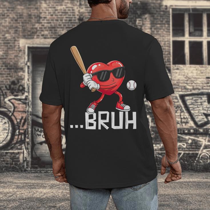 Valentines Bruh Red Heart Playing Baseball Men Boys Kids Men's Back Print T-Shirt Valentines Bruh Red Heart Playing Baseball Men Boys Kids Men's Back Print T-Shirt
