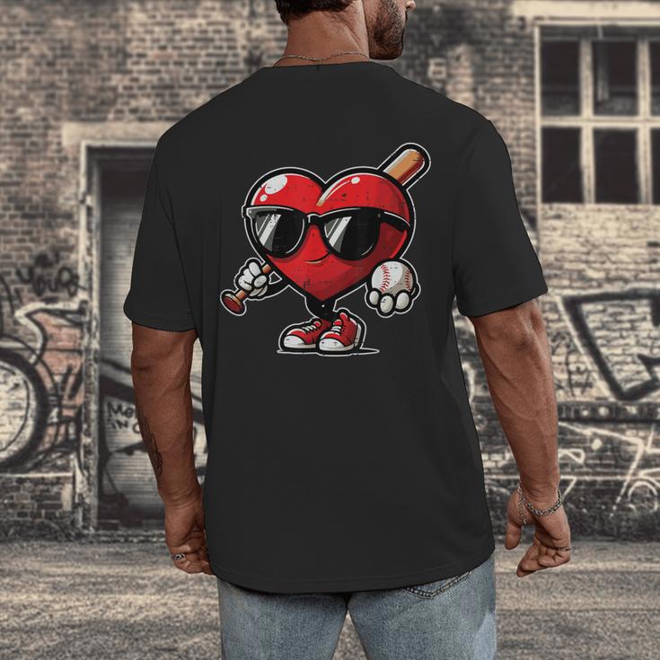 Valentines Day Baseball Heart Bat Sunglasses Men Boys Kids Men's Back Print T-Shirt Valentines Day Baseball Heart Bat Sunglasses Men Boys Kids Men's Back Print T-Shirt