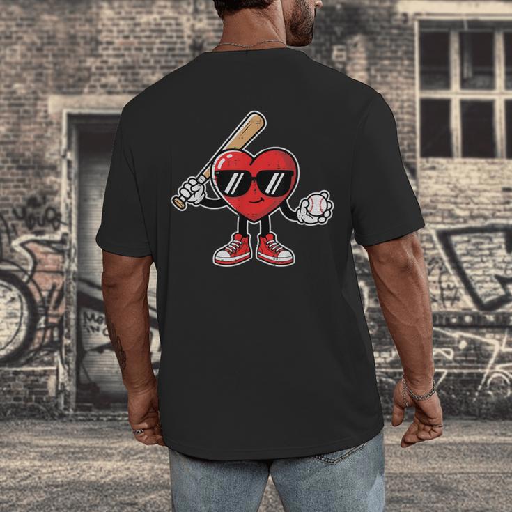 Valentines Day Heart Baseball Player Sports Boys Kids Men Men's Back Print T-Shirt