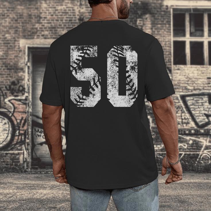Vintage Baseball Number 50 Jersey Player Uniform Men's Back Print T-Shirt