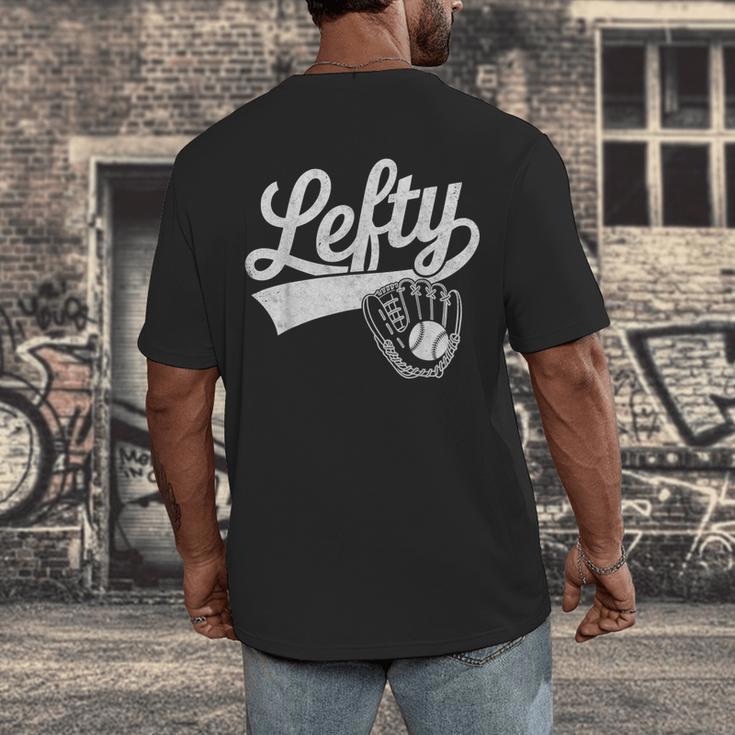 Vintage Baseball Tee Lefty Left Handed Baseball Player Men's Back Print T-Shirt
