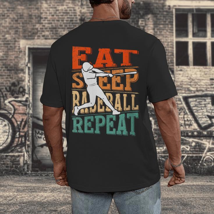 Women's Eat Sleep Baseball Repeat Vintage Player Sport Lover Retro Men's Back Print T-Shirt Women's Eat Sleep Baseball Repeat Vintage Player Sport Lover Retro Men's Back Print T-Shirt