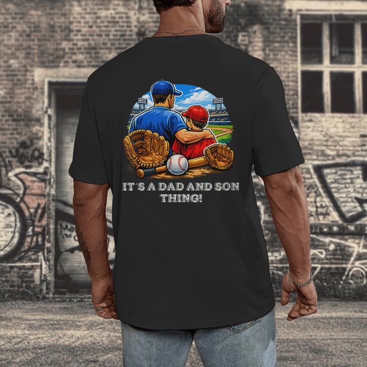 Women's Father Son Baseball Father's Day Men's Back Print T-Shirt