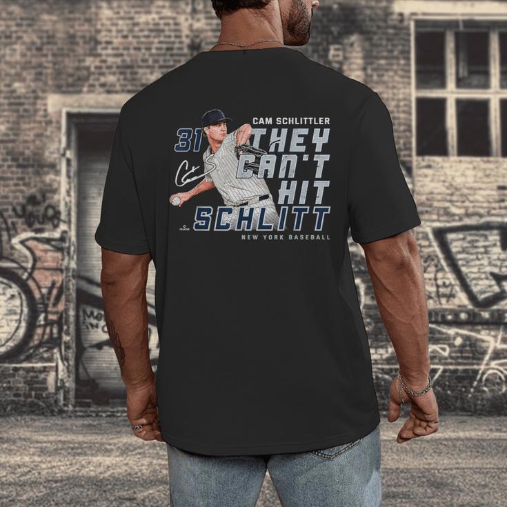 They Can't Hit Schlitt Cam Schlittler New York Baseball MLBP Men's Back Print T-Shirt They Can't Hit Schlitt Cam Schlittler New York Baseball MLBP Men's Back Print T-Shirt