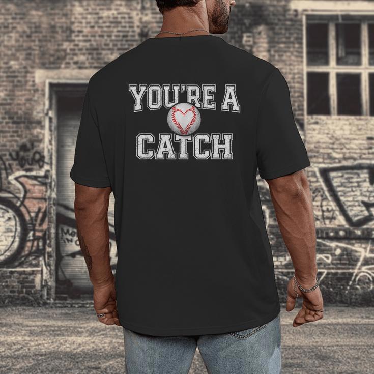 You'Re A Catch Baseball Pun Heart Kids Boys Valentines Men's Back Print T-Shirt You'Re A Catch Baseball Pun Heart Kids Boys Valentines Men's Back Print T-Shirt