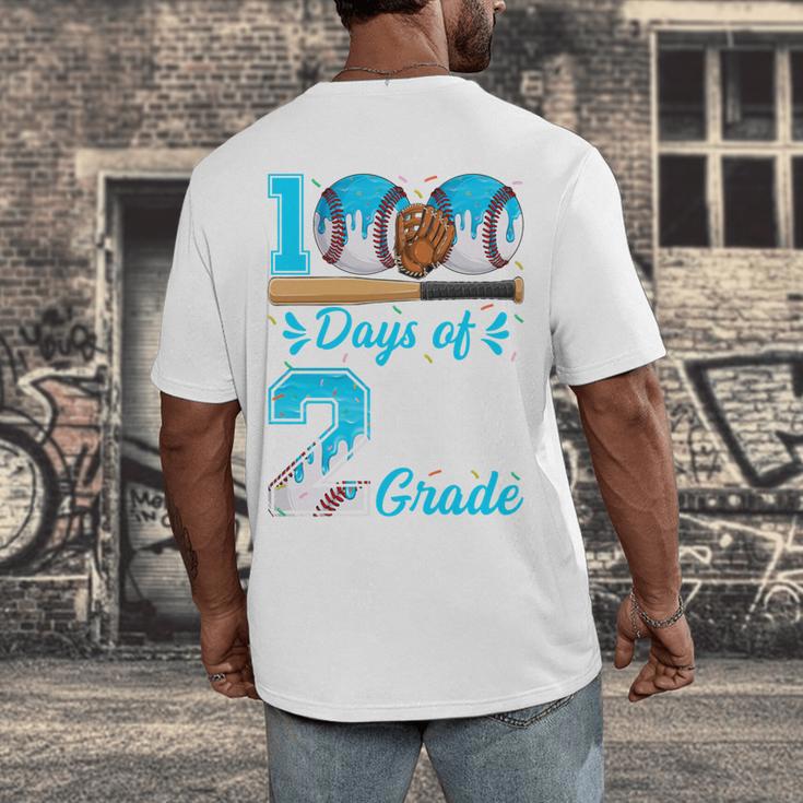 100 Days Of 2nd Grade Baseball 100th Day Of School Boys Kids Men's Back Print T-Shirt