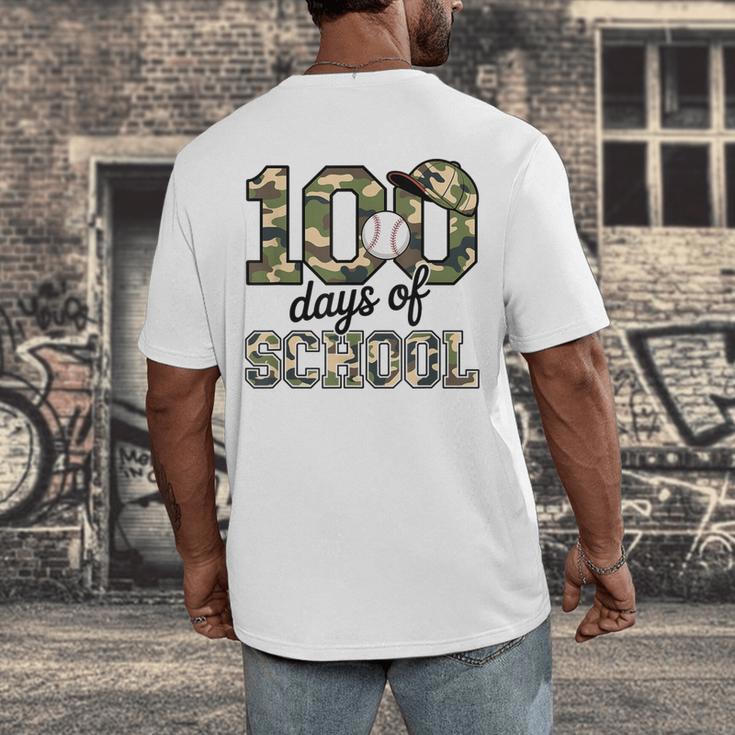 100 Days Of School Camo Baseball Camouflage For Kids Men's Back Print T-Shirt