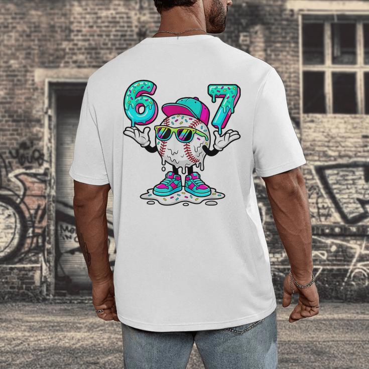 67 Baseball Drip Ice Cream 67 Baseball Men Boy Kids Men's Back Print T-Shirt
