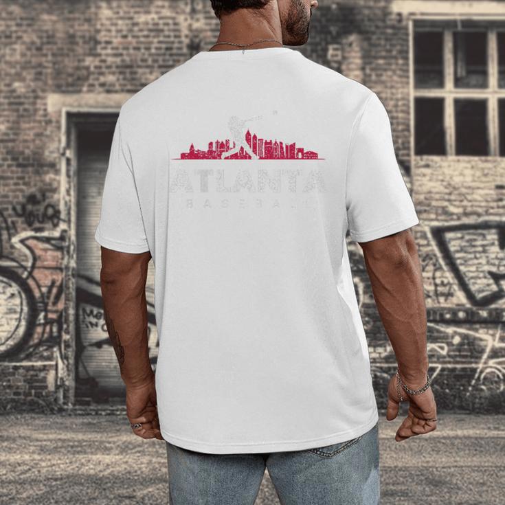 Atlanta Baseball Vintage Player Minimalist Skyline Retro Men's Back Print T-Shirt Atlanta Baseball Vintage Player Minimalist Skyline Retro Men's Back Print T-Shirt