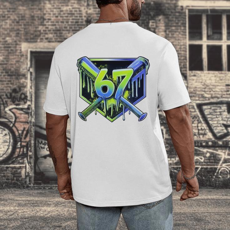 Awesome 67 Baseball Drip Effect Baseball 6-7 Meme Graphic Premium Tri-Blend Men's Back Print T-Shirt Awesome 67 Baseball Drip Effect Baseball 6-7 Meme Graphic Premium Tri-Blend Men's Back Print T-Shirt