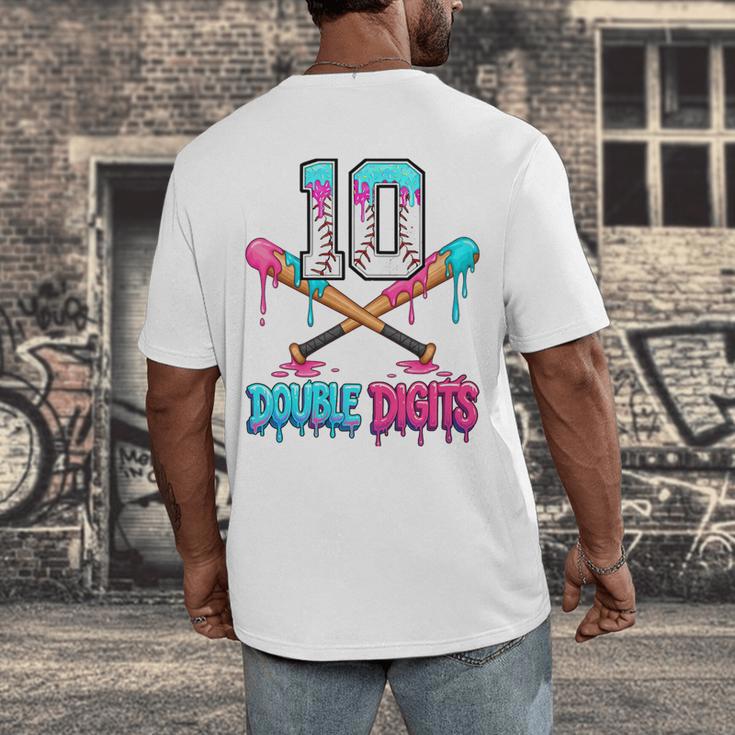 Baseball 10 Year Old Ice Cream Drip 10th Bday Double Digits Men's Back Print T-Shirt Baseball 10 Year Old Ice Cream Drip 10th Bday Double Digits Men's Back Print T-Shirt